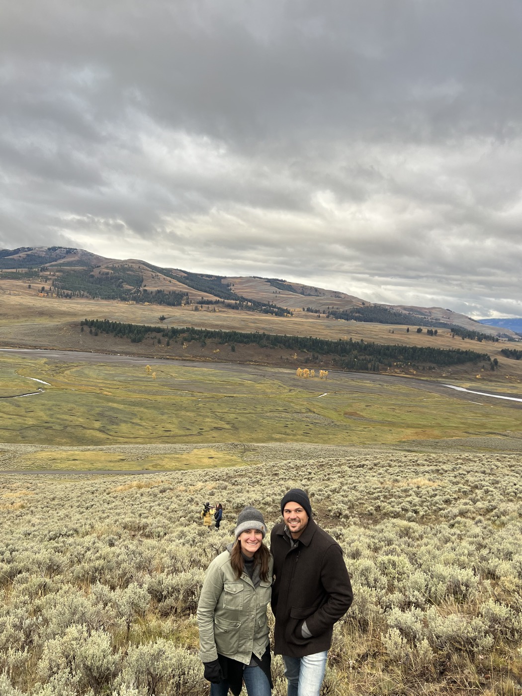 Ashley Avis and Edward Winters in Yellowstone's Lamar Valley